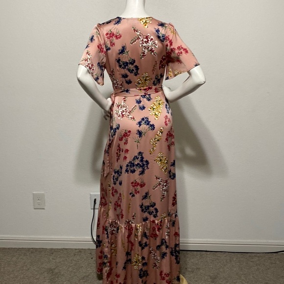 Lulus Mystic Mondays Cottagecore Floral Coquette Wrap Bohemian Maxi Dress Size S - Picture 7 of 10